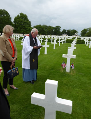 Arch Dcn Arthur Hawes and Bev Lappin  at Paul Debrular's grave